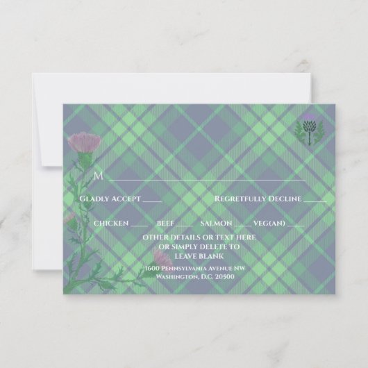 Traditionelles schottisches Tartan und Schottland  RSVP Karte (Vorderseite)