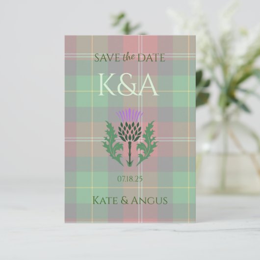 Traditionelles schottisches Tartan und Schottland  Save The Date (Stehend Vorderseite)