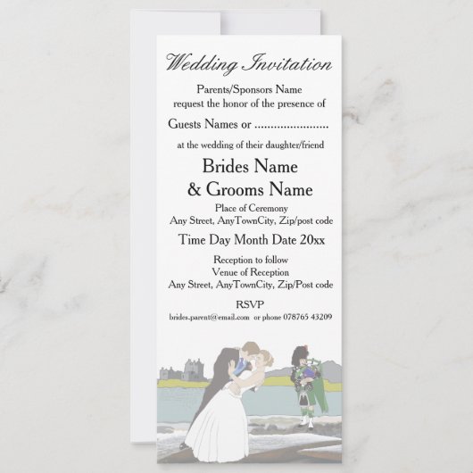 Traditionelles schottisches und keltisches Hochzei Einladung (Vorderseite)