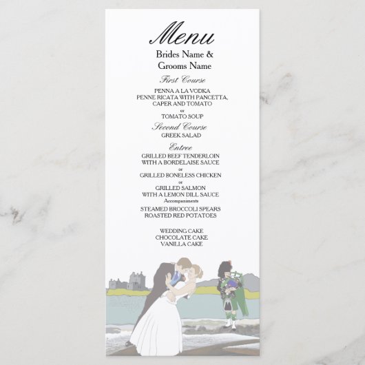 Traditionelles schottisches und keltisches Hochzei Menükarte (Vorderseite)