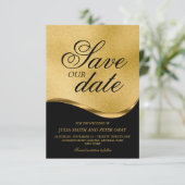 Traditionelles Schwarz/Gold Save the Date Einladung (Stehend Vorderseite)