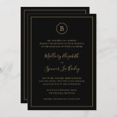 Traditionelles Schwarz und Gold auf einer Hochzeit Einladung (Vorne/Hinten)