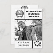 Traditionelles Schwarz & Weiß-3x5 Abschluss Einlad Einladung (Vorne/Hinten)