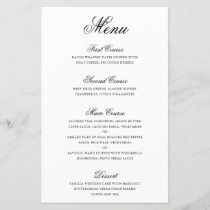 Traditionelles Schwarz-Weiß-Formales Hochzeitsmenü