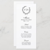 Traditionelles Schwarz-Weiß-Monogramm-Menü Menükarte (Vorne/Hinten)