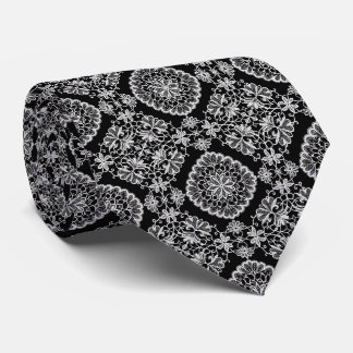 Traditionelles Schwarz + Weiß | Spitzen-Design Fau Krawatte