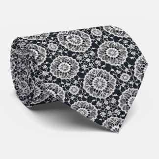 Traditionelles Schwarz + Weiß | Spitzen-Design Fau Krawatte