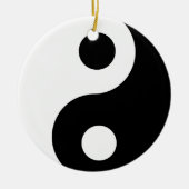 Traditionelles Schwarz-Weiß Yin Yang Muster Keramikornament (Vorne)