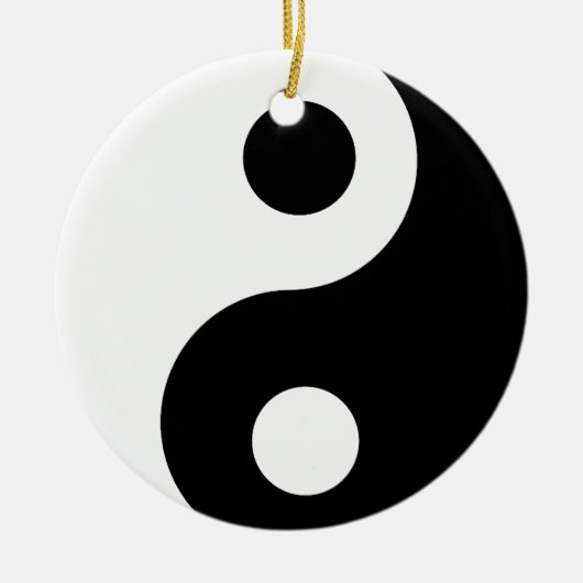 Traditionelles Schwarz-Weiß Yin Yang Muster Keramikornament (Vorne)