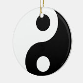Traditionelles Schwarz-Weiß Yin Yang Muster Keramikornament (Links)