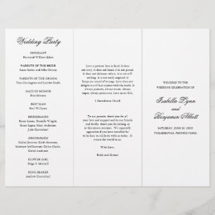 Traditionelles schwarz-weißes Hochzeitsprogramm