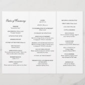Traditionelles schwarz-weißes Hochzeitsprogramm (Rückseite)
