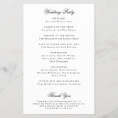 Traditionelles schwarz-weißes Hochzeitsprogramm (Hinten)