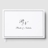 Traditionelles Schwarz-weißes Monogramm formales H Gästebuch (Vorderseite)