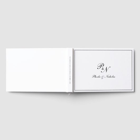 Traditionelles Schwarz-weißes Monogramm formales H Gästebuch (Voll)