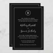 Traditionelles Schwarzes Elegant in einer Hochzeit Einladung (Vorne/Hinten)