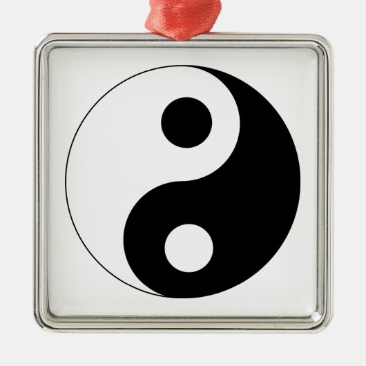 Traditionelles Schwarzweiss-Yin Yang Muster Silbernes Ornament (Vorne)