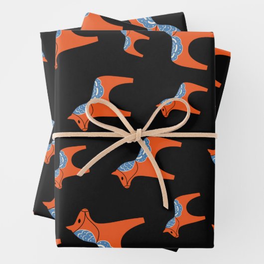 Traditionelles schwedisches Dala Pferd Geschenkpapier Set (Beispiel)
