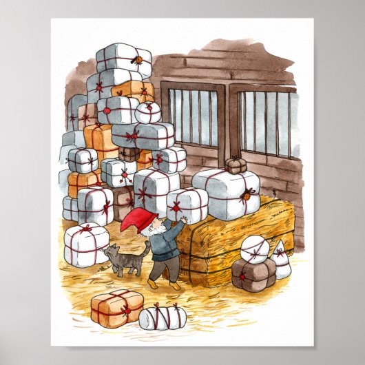 Traditionelles schwedisches Tomten Weihnachtswasse Poster (Vorne)