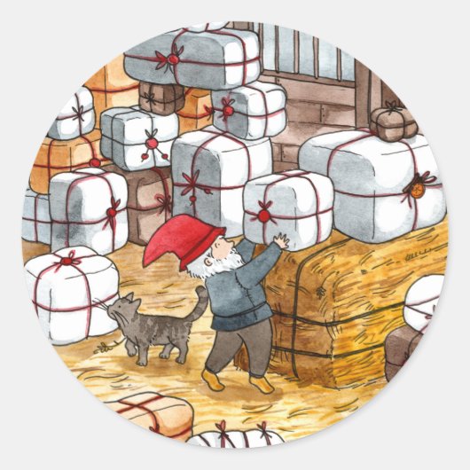 Traditionelles schwedisches Tomten Weihnachtswasse Runder Aufkleber (Vorderseite)