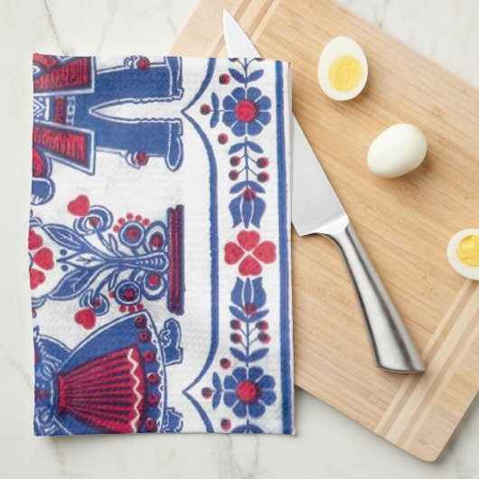 Traditionelles Schweizer Folkloremuster Geschirrtuch (Viertel Falte)