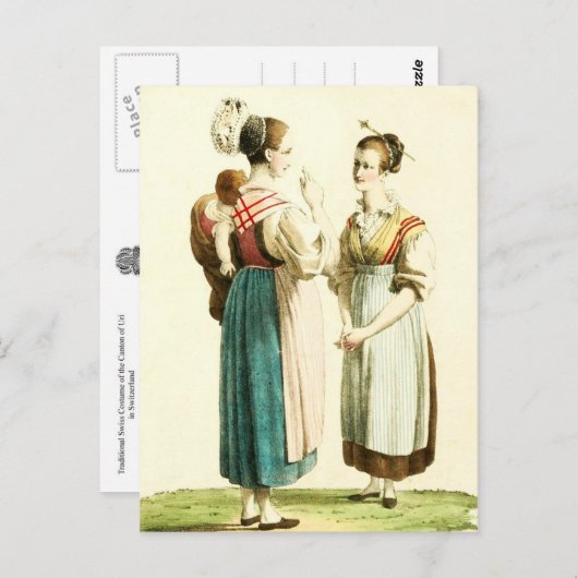 Traditionelles Schweizer Kostüm des Kantons Uri Postkarte (Vorne/Hinten)