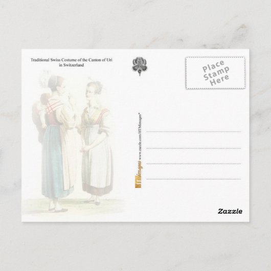 Traditionelles Schweizer Kostüm des Kantons Uri Postkarte (Rückseite)