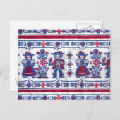 Traditionelles Schweizer Stoffdesign Postkarte (Vorne/Hinten)