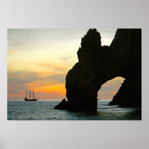 Traditionelles Segelboot bei Sonnenuntergang, Cabo Poster