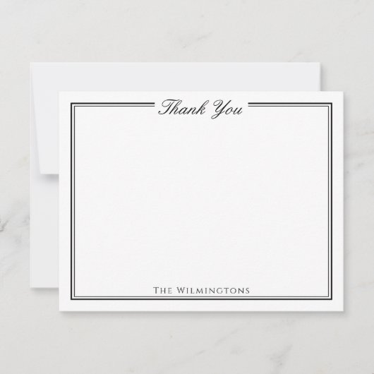 Traditionelles Skript Schwarz & Weiß Vielen Dank Dankeskarte (Vorderseite)