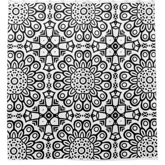 Traditionelles Sonnenblumen-Batikmuster-Ornament Duschvorhang (Vorderseite)