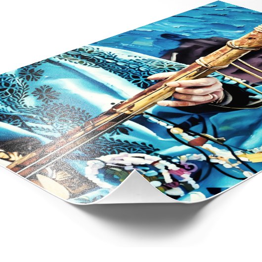 Traditionelles String-Instrument mit bunten Perlen Fotodruck (Ecke)