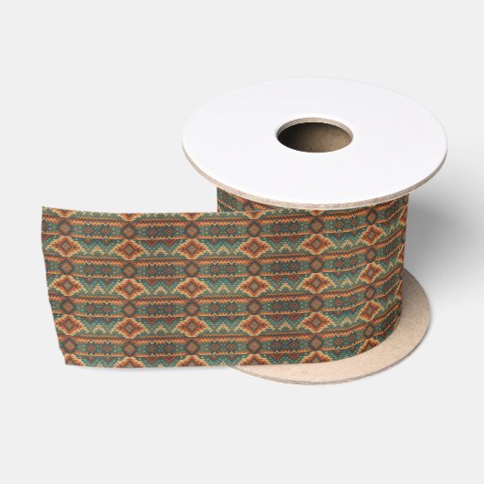 Traditionelles Südwest-Rustikal Teal & Braun Satinband (Spule)