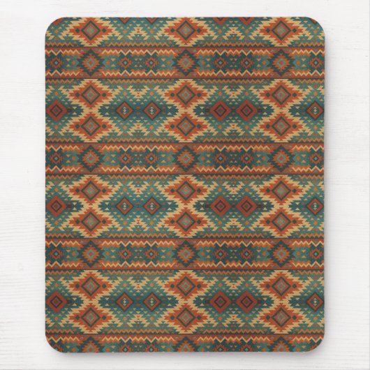 Traditionelles Südwest-Rustikal Türkis & Braun Mousepad (Vorne)
