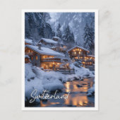 Traditionelles Swistzerland Chalet inmitten schnee Postkarte (Vorderseite)