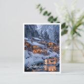 Traditionelles Swistzerland Chalet inmitten schnee Postkarte (Stehend Vorderseite)