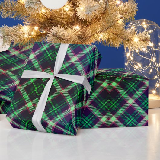 Traditionelles Tartan Green Blue Kariert Geschenkpapier (Feiertage)