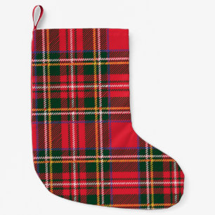Traditionelles Tartan-Kariertes Nahtloses Tapete Kleiner Weihnachtsstrumpf