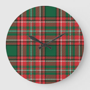 Traditionelles Tartan: kariertes rot-grünes Muster Große Wanduhr