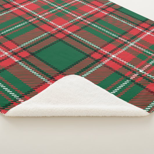 Traditionelles Tartan: kariertes rot-grünes Muster Sherpadecke (3/4)