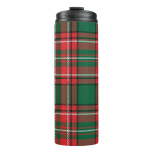 Traditionelles Tartan: kariertes rot-grünes Muster Thermosbecher