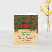 Traditionelles Tartan Kranz Foto zu Weihnachten Karte (Gelbe Blume)