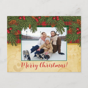 Traditionelles Tartan Kranz Foto zu Weihnachten Postkarte