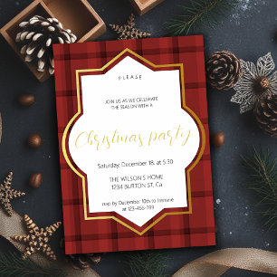 Traditionelles Tartan Red and Gold Christmas Party Ankündigung