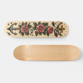Traditionelles Tattoo-Design, Ankern, Rose & Schwa Skateboard (Horizontal)