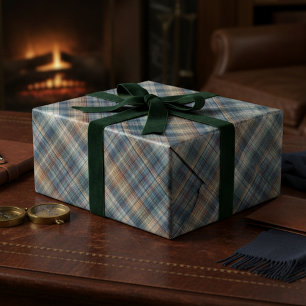Traditionelles Teal Blau Beige Tan Taupe Braun Kar Geschenkpapier