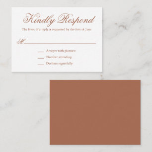 Traditionelles Terracotta Formal Mini Wedding RSVP Mitteilungskarte