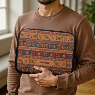 Traditionelles Terrakotta-Ethno-Stammesmuster Boho Laptopschutzhülle