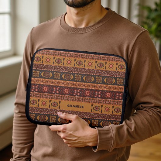 Traditionelles Terrakotta-Ethno-Stammesmuster Boho Laptopschutzhülle