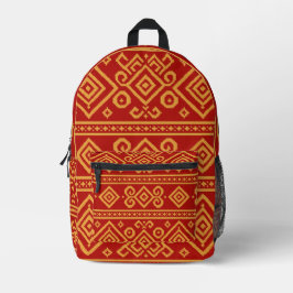 Traditionelles Textil-Design Red & Gold Bedruckter Rucksack